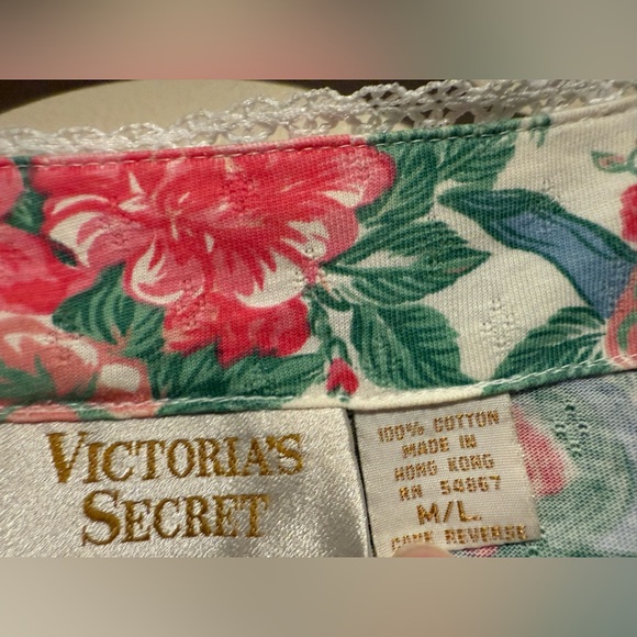 Vintage Gold Label Victoria's Secret Floral Nightgown Sleep Shirt M/L - Picture 4 of 10